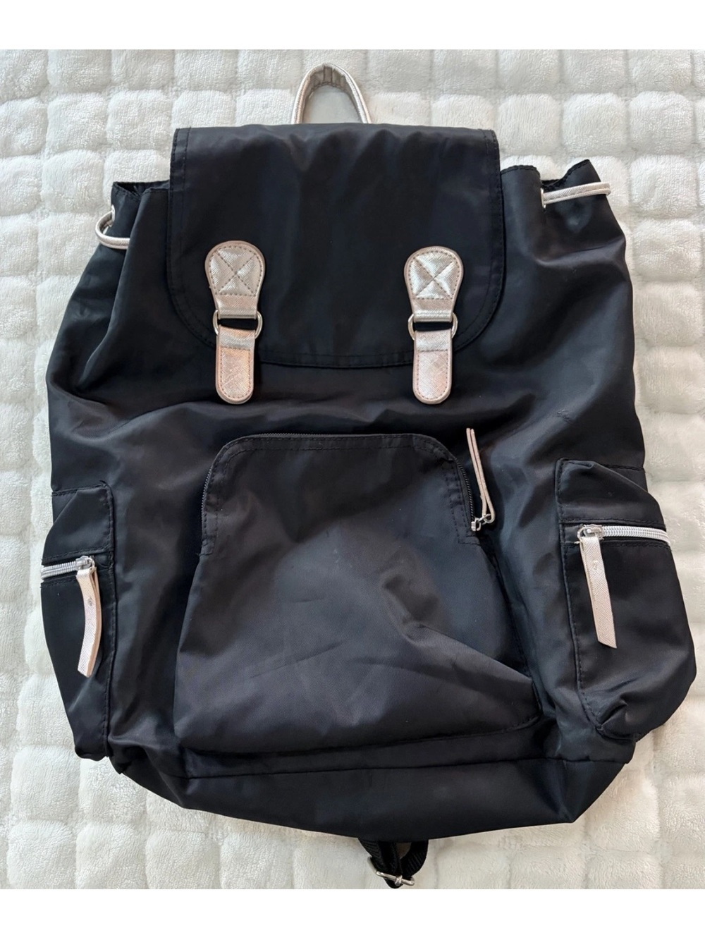 American Eagle Black Backpack with Silver Accents